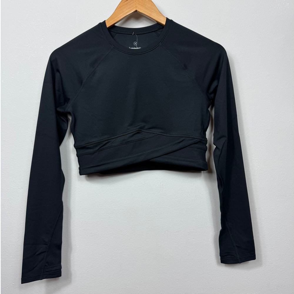 New Sweaty Betty All Day Wrap Waist Long Sleeve Top in Black Size M - Picture 4 of 12
